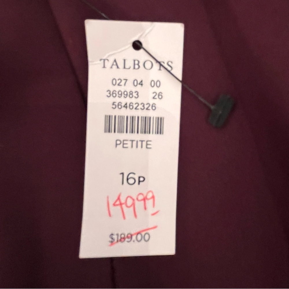 NWT Talbots Knit Blazer Size 16P Petite Rich Burgundy Open Front Stretch ~ $189 - Picture 9 of 11
